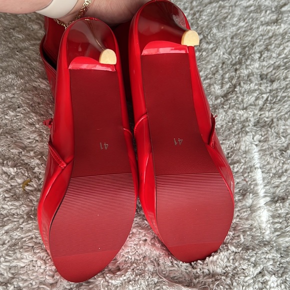 Over the knee tall boots. Red, vinyl, 9.5 - Picture 5 of 6